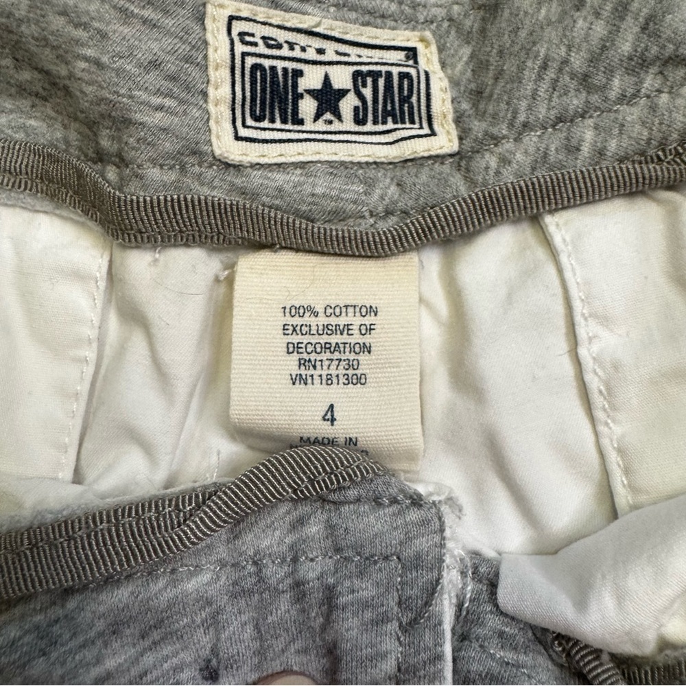 Converse One Star White Shorts Size 4 Tie Detail at the Hem Cuffed Cotton NWOT - Picture 4 of 14